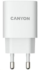 Canyon nabíječka do sítě H-20-04, 1x USB-C PD 20W, 1x USB-A QC 3.0 18W, bílá