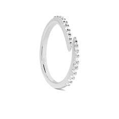 PDPAOLA Stříbrný otevřený prsten s čirými zirkony EMBRACE Silver AN02-805 (Obvod 50 mm)