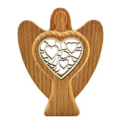 AMADEA Dřevěný anděl s vkladem - srdce, masivní dřevo, výška 10 cm