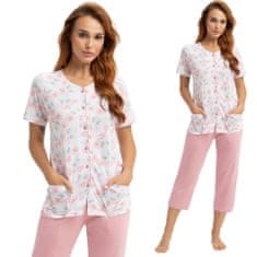 Luna Dámské pyžamo LUNA kód 476 růžové bílé s květinami XL