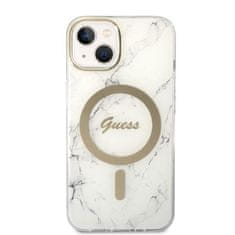 Guess GUBPP14MHMEACSH sada nabíječky MagSafe a pouzdra na iPhone 14 PLUS 6.7" white Marble MagSafe