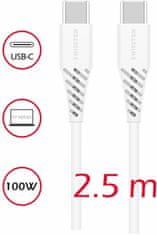 SWISSTEN datový kabel USB-C - USB-C, PD 100W (5A), 2.5m, bílá