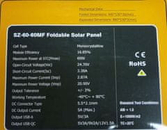 Fotovoltaický solární panel 12V/60W, SZ-60-36MFE-A, přenosný, skládací