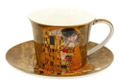 Home Elements  Porcelánový hrnek s podšálkem 250 ml,Klimt,Polibek zlatý