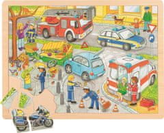 Goki Dřevěné puzzle Policie 56 dílků