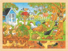 Goki Dřevěné puzzle Zákoutí naší zahrady 96 dílků