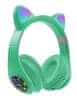  Bluetooth bezdrátová dětská sluchátka s ouškama, zelená