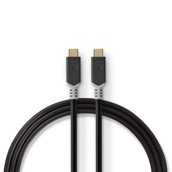 Nedis propojovací kabel USB 3.2 (Gen.2x2) zástrčka USB C - zástrčka USB C, 100W, 20 Gb/s, 2 m (CCBW64020AT20)