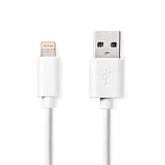 Nedis synchronizační a nabíjecí kabel zástrčka Apple Lightning 8-pin - zástrčka USB-A, 2 m, bílá (CCGB39300WT20)