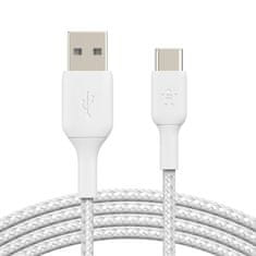 Belkin BoostCharge USB-C - USB opletený kabel 2m, černý Bílá