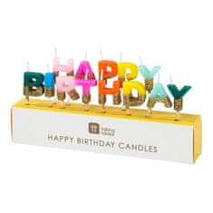 MojeParty Narozeninové svíčky na dort - Happy Birthday duhové 13 ks