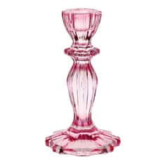 MojeParty Svícen skleněný luxusní 16 cm růžový