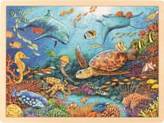 Goki Dřevěné puzzle Velký bariérový útes 96 dílků