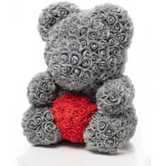 onHand.cz Rose Bear - šedý medvídek se srdcem z růží 25 cm