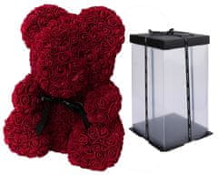 onHand.cz Rose Bear - vínový medvídek z růží 40 cm v dárkovém balení