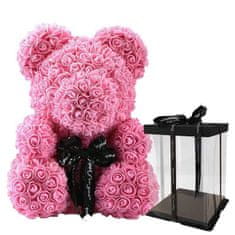 onHand.cz Rose Bear - růžový medvídek z růží 40 cm v dárkovém balení