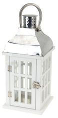 Home&Styling Dřevěná lucerna, bílá barva, 32 cm