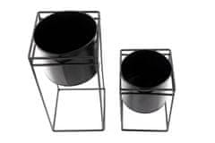 Atmosphera Sada dvou kovových květináčů v černé barvě, 25x16x16, 40x18x18 cm