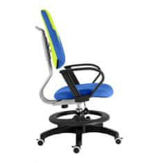KUPŽIDLE Dětská rostoucí židle s podnoží BAMBINO – látka, modro-žlutozelená