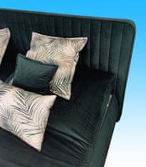 LOREN čalouněná luxusní postel 180x200 - smaragdově zelená, černé dřevěné nohy, vysoká 70 cm