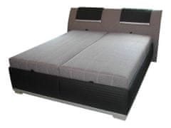 ROBO čalouněná postel 180x200, kombinace černé a stříbrné ekokůže a látky