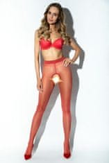 AMOUR Hip Gloss Red 20DEN / punčochové kalhoty s otevřeným rozkrokem - S/M