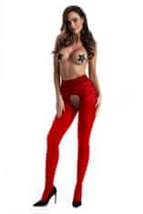 AMOUR Black Diamond Red 60DEN/30DEN - punčochové kalhoty s otevřeným rozkrokem - S/M