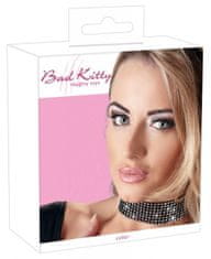 Bad Kitty Collar / dámský kožený náhrdelník zdobený kamínky