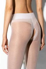 AMOUR Hip Gloss White 20DEN / punčochové kalhoty s otevřeným rozkrokem - S/M