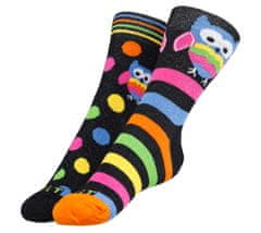 Bellatex Ponožky dětské Sova - 25-29 - černá, růžová, modrá, zelená, žlutá