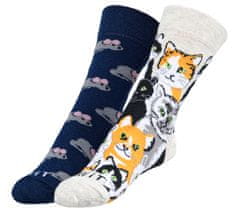 Bellatex Ponožky dětské Kočka+myš - 25-29 - šedá, oranžová