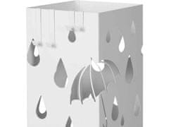 VASAGLE Stojan na deštníky s bílým čtvercovým železným rámem s háčkem