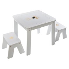 Atmosphera Dětský stůl pro 2 s úložným prostorem bílý a zlatý