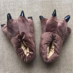 Northix Měkké pantofle s drápy, hnědé - velikost 39-45 