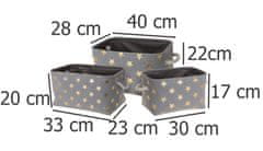 Home&Styling Skladovácí boxy STARS, 3 rozměry, šedé