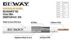 DI-WAY Koaxiální kabel DI-WAY RG-6U/64FD, 6,7mm, 100m cívka
