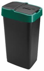 Heidrun Odpadkový koš 35 l, černý se zeleným pruhem