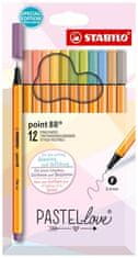 Stabilo Finelinery "Point 88 Pastellove", sada, 12 různých barev, 0,4 mm, STABILO