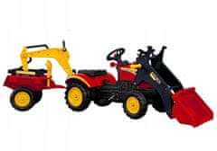 Lean-toys Traktor s přívěsem a šlapací kbelíkem Benson Czerw