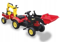 Lean-toys Traktor s přívěsem a šlapací kbelíkem Benson Czerw