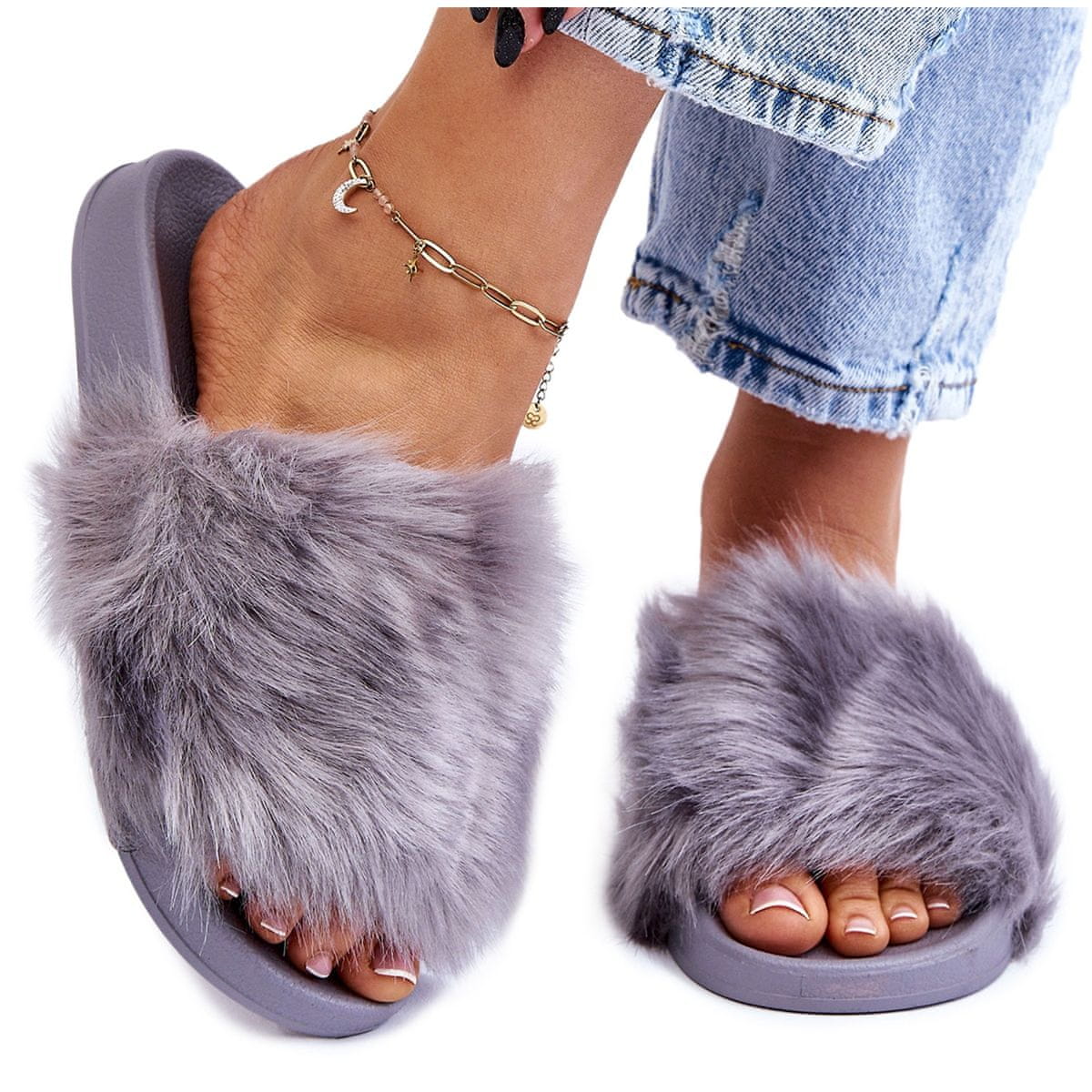 PM1 Slippers With Fur, Rubber Dirty Pink Allyson
