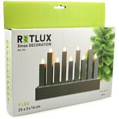Retlux Vánoční osvětlení RXL 374 svícen stříbrný 9LED WW