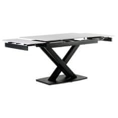 Autronic Moderní jídelní stůl Jídelní stůl 120+30+30x80 cm, keramická deska bílý mramor, kov, černý matný lak (HT-450M BK)