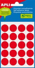 Apli Etikety, červené, kruhové, průměr 19 mm, 100 etiket/balení, 02065