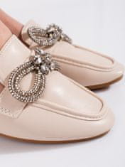 Amiatex Luxusní mokasíny hnědé dámské bez podpatku + Ponožky Gatta Calzino Strech, odstíny hnědé a béžové, 36