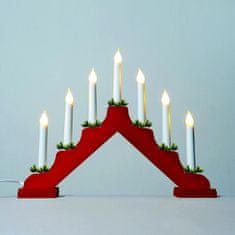 Exihand Adventní svícen 2262-510.T dřevěný červený s taženou žárovkou LED Filament 7x34V/0,2W KONST