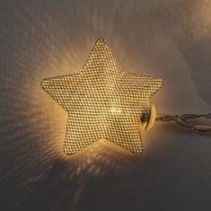 DecoLED LED světelný řetěz na baterie, 10 teple bílých diod, 1,8 m, kovové hvězdičky
