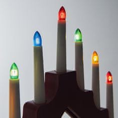 Exihand Adventní svícen 2262-210 dřevěný bílý "HARLEKÝN", 7x34V/0,2W LED Filament mix barev