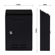 Rottner Standard I poštovní schránka černá | Cylindrický zámek | 17 x 26 x 6 cm