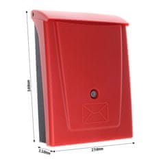 Rottner Posta plastová poštovní schránka černo-červená | Cylindrický zámek | 25 x 34 x 11 cm